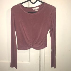 Dusty pink long sleeve crop top